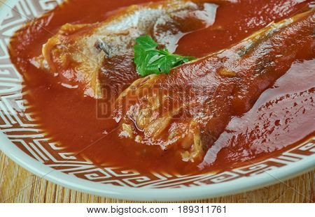 Kerala-style fish curry - Meen Curry. close up