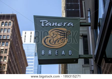 CHICAGO - June 1 2017: Panera Bread restaurant exterior sign. Panera Bread is a chain of bakery-cafe fast casual restaurants in the United States and Canada.