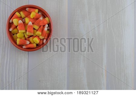Orange Bowl Of Candy Corns With Copy Space