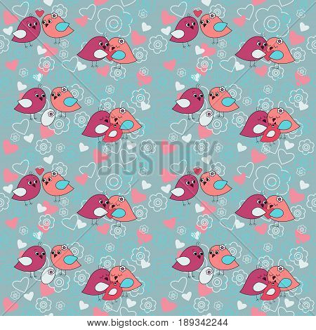 Seamless Festive Pattern With Flowers And Birds