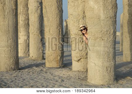 Young Woman In A Conconstruction Site