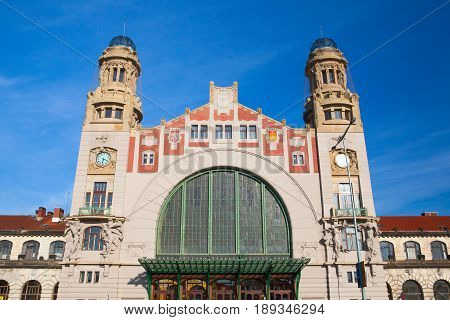 Prague Czech Republic - May 10 2017: Prague central train station. It is the largest and most important railway station. It was originally opened in 1871 and named Franz Josef Station after Franz Joseph I of Austria.