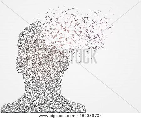 Lines representing global network connection. The concept of artificial intelligence. World wide web in form head.