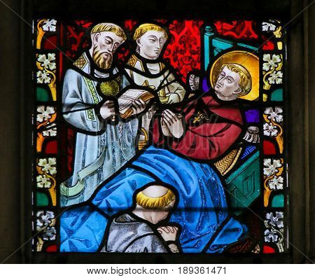 Stained Glass - Saint On His Deathbed