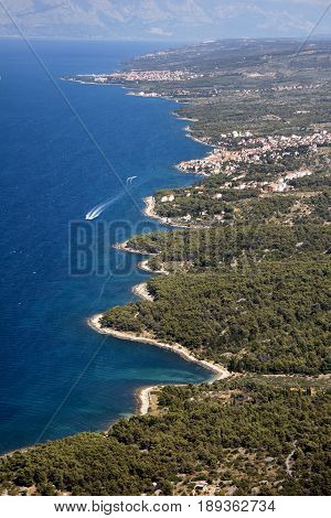 Sutivan village on the north-west of Brac Island Croatia aerial view
