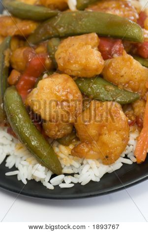 General Tsao camarones con arroz