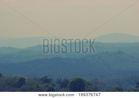 Blue Color Of Mountains During Sunset