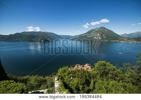 Panoramic view of Lake Como_the promontory of Bellagio from Vezio castle