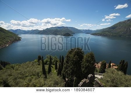 Panoramic view of Lake Como_the promontory of Bellagio from Vezio castle