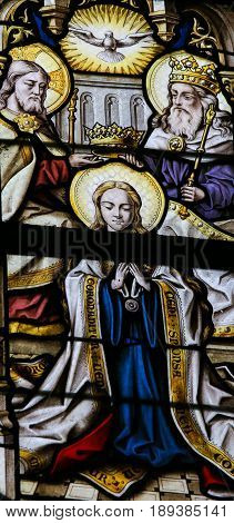 Stained Glass - Coronation Of The Blessed Virgin By The Holy Trinity