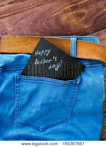 Father's Day Card. Jeans Pocket Masculine Present For Best Daddy.