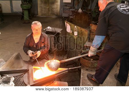 Workers During The Glass Processing