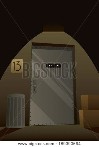 Criminal hideout on a dark street corner.