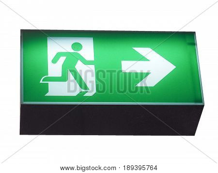 Emergency Exit Sign Isolated Over White