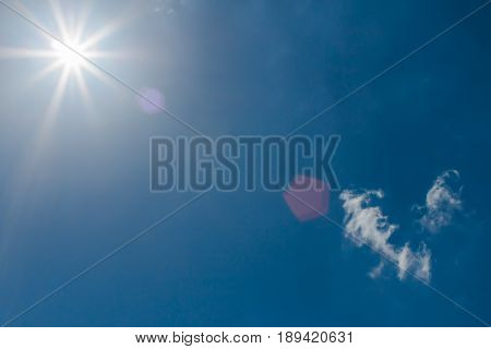 Blue Sky With Bright Shining Rays of Sunlight