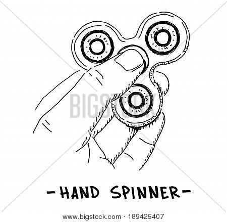 Hand Fidget Spinner vector drawing retro illustration