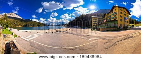 Lake Misurina In Dolomiti Alps Panoramic View