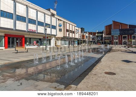 PIROT, SERBIA -16 APRIL 2016: Center of  town of Pirot, Republic of Serbia