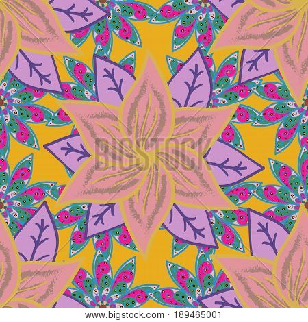 Hand Drawn Seamless Flower Illustration. Seamless Pattern Abstract Floral Background. Vector Sketch 