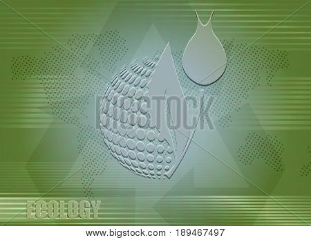 bright green background with the silhouette of the globe with flower Bud