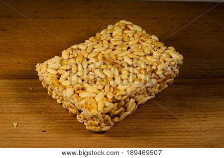 Caramel Brittles On A Wooden Table