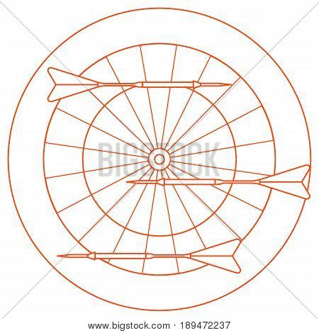 Cute Vector Illustration Of Target And Arrows For The Darts. Sports Theme.