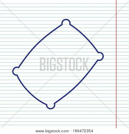 Pillow sign illustration. Vector. Navy line icon on notebook paper as background with red line for field.