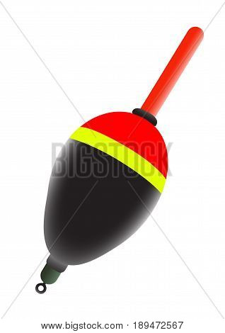 Fishing float red with black drawing on a white background