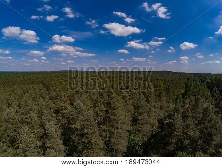 Aerial photo of forest landscape called Tennenloher Forst near the village Tennenlohe Germany