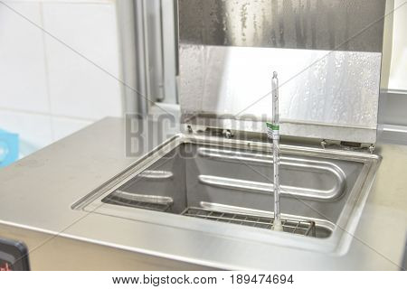 Water bath  lab equipment in lab with thermometor