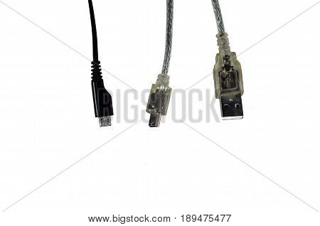 Usb, Mini-usb And Micro-usb Connectors Isolated On White
