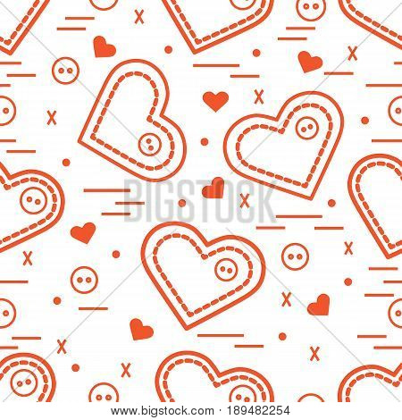 Cute Seamless Pattern With Needle Cases And Buttons. Greeting Card Valentine’s Day.