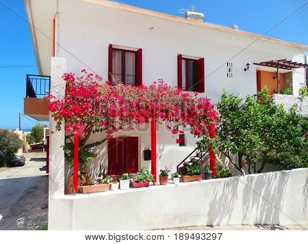 traditional street and house architecture detail in Greece