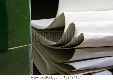 Paper Mesh Production Rollers White Flowing Web White Stack Running Continuous