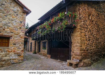 Beautiful Village Barcena Maior In Asturia Y Cantabria, Spain