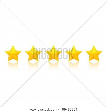 Gold star rating with reflection. Vector, isolated eps10