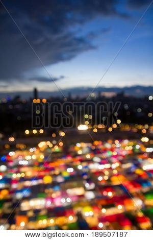 abstract blur focus colorful night market at bangkok thailand
