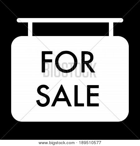 For sale symbol simple vector icon. Black and white illustration of sale. Solid linear house for sale icon. eps 10
