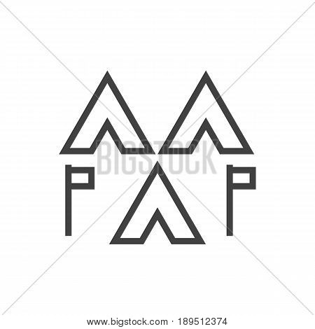 Isolted Camp Outline Symbol On Clean Background. Vector Encampment Element In Trendy Style.