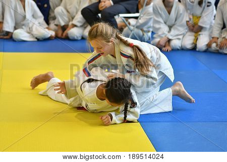 Orenburg, Russia - 05 November 2016: Girls Compete In Judo