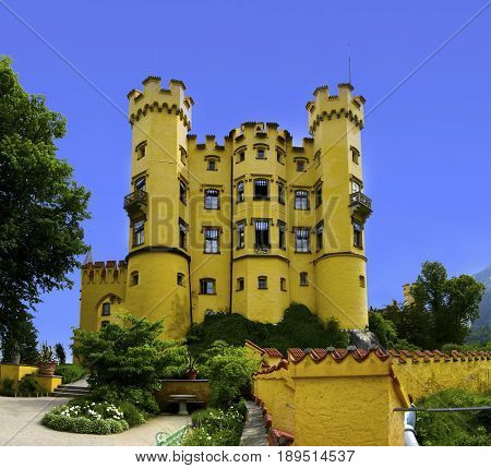 Castle Hohenschwangau in the town of Schwangau Germany.