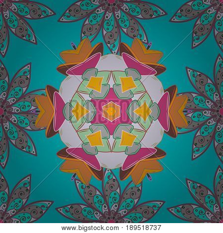 Watercolor Hand Painting Of Abstract Flowers Seamless Pattern Vector Background.
