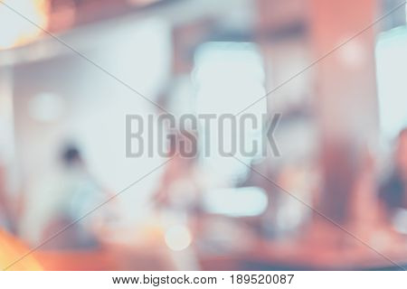 Blurred Background,people In Restaurant With Bokeh Light,pale Vintage Filter