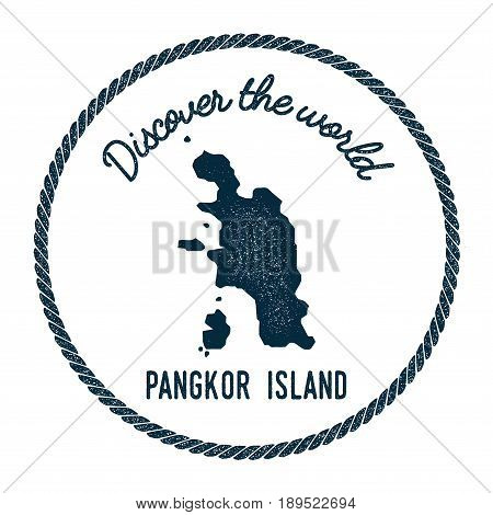 Pangkor Island Map In Vintage Discover The World Insignia. Hipster Style Nautical Postage Stamp, Wit