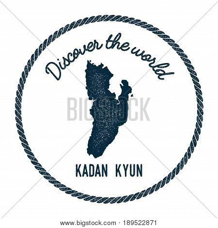 Kadan Kyun Map In Vintage Discover The World Insignia. Hipster Style Nautical Postage Stamp, With Ro