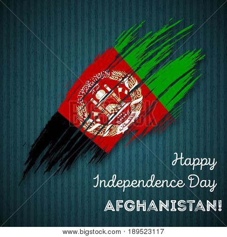 Afghanistan Independence Day Patriotic Design. Expressive Brush Stroke In National Flag Colors On Da