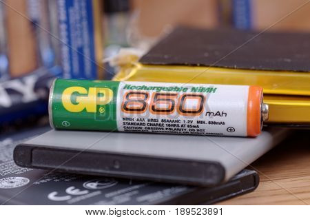 SARANSK, RUSSIA - MAY 28, 2017: GP NiMH battery.