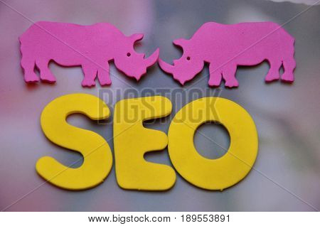 word seo on a  abstract colorful background