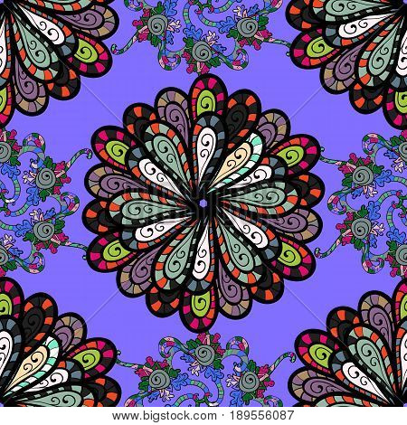Hand Drawn Floral Texture Decorative Flowers. Vector Seamless Colorful Floral Pattern.