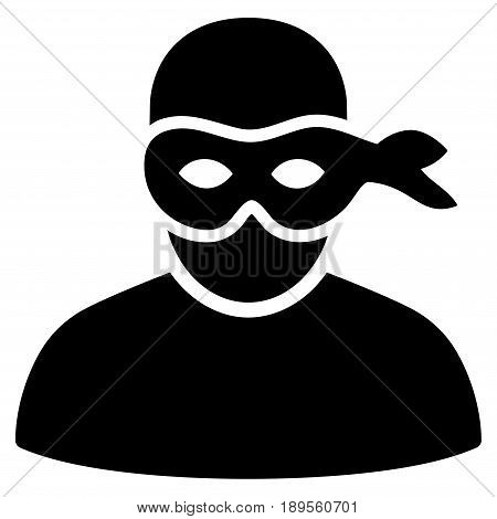 Black Anonimious Thief interface icon. Vector pictogram style is a flat symbol on diagonal hatch transparent background.